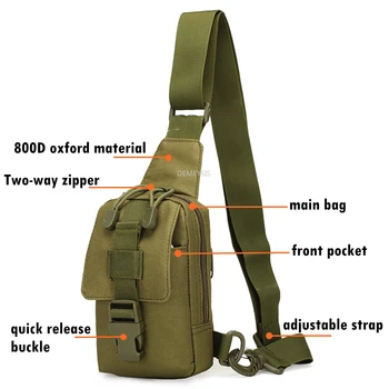 Askeri Omuz Sırt Çantası Taktik EDC Crossbody Molle askılı çanta Açık Seyahat Yürüyüş Tırmanma Anti Hırsızlık Çanta