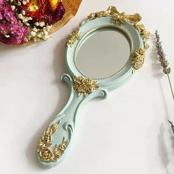 Avrupa Tarzı Vintage El Güller Ayna Prenses Kadınlar Oval Kabartma ıle Vanity Makyaj Kozmetik Aracı Gül