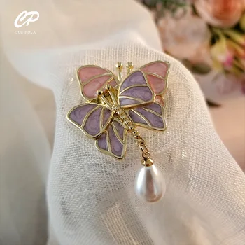 Basit kelebek inci alaşım kelebek inci tatlı rüzgar broş eşarp aksesuarları rozeti