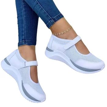 Beyaz Sneakers Kadın Ayakkabı Rahat Platformu Örgü Nefes vulkanize ayakkabı Bayanlar Açık Yürüyüş Ayakkabı Chaussure Femme