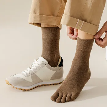 Beş Parmak Çorap Adam Penye Pamuk Düz Renk Nefes Ter Deodorant Japon Tarzı Moda spor çoraplar Ayak Parmakları İle