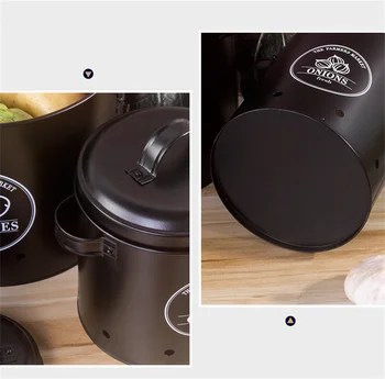Bidonlar 3 Set Patates Soğan Sarımsak Konteyner eşya kutuları Metal Kutu Beyaz Siyah Pembe mutfak düzenleyici