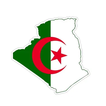 Cezayir Bayrağı Harita Araba Vücut Araba Sticker Yaratıcı Güneş Koruyucu Su Geçirmez Dekoratif Çıkartması PVC Bağlantı Parçaları, 14cm * 14cm
