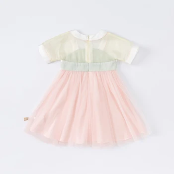 DB2221770 dave bella yaz bebek kız sevimli nakış patchwork elbise moda parti elbise çocuk kız bebek lolita giysileri