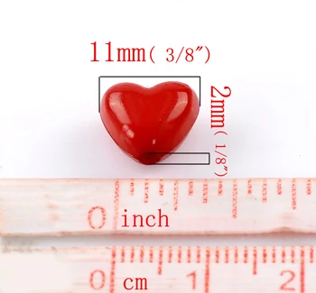 DoreenBeads Tatlı Akrilik Opak Boncuk Kalp Kırmızı Cilalı Gevşek halka boncuk DIY Yapımı Küpe Takı Yaklaşık 11mm x 10mm, 200 adet