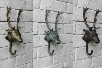 Dökme Demir Geyik Kafası Tek Duvar Kanca / Askı Hayvan Şekilli Ceket Şapka Kanca Ağır, Rustik, dekoratif Hediye