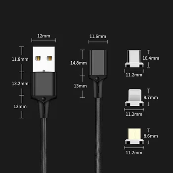 Düz Kafa Manyetik Veri Kablosu Tipi C Mikro USB 3A iPhone İçin Hızlı Şarj 13 12 Huawei P50 P40 Android Cep Telefonu Şarj Kablosu