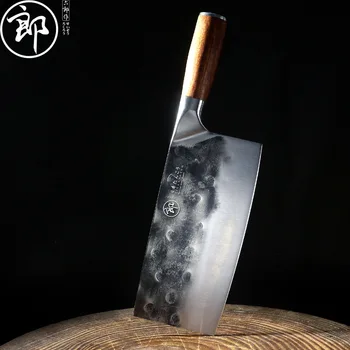 El yapımı Dövme Doğrama Bıçağı Çin Retro Siyah Demir Dilimleme Bıçağı Demir Klip Çelik Kolay taşlama Keskin Çift kullanımlı Doğrama Cleaver