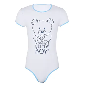 Erkek Erotik Iç Çamaşırı Bodysuit Yetişkin Bebek Bezi Severler Bodysuit annenin Küçük Çocuk Baskı Kasık Leotard Romper Pijama