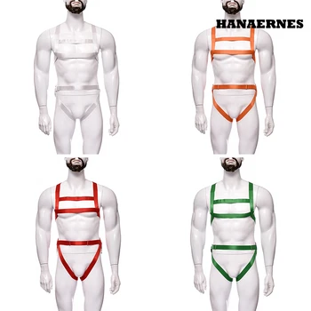 [Erkek Örnekleri]Erkekler Seksi Esaret İç Çamaşırı Elastik Kostüm Tanga Seti Demeti Omuz Askıları Sahne Giyim Backless İç Çamaşırı
