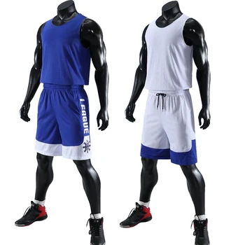 Erkekler basketbol formaları Çift taraflı basketbol üniforması Siyah basketbol şortu Takım Elbise Kolsuz Formalar camisetas de baloncesto