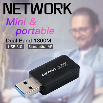 Fenvi USB3. 0 Çift Bnad 1300 Mbps WiFi Adaptörü 802.11 ac Wlan Dongle 2.4 g/5g Kablosuz Kart İçin Win7/8/10/Dizüstü / Masaüstü için Mac OS