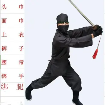 Gece kıyafetleri erkek takım elbise Chuqiao aynı kostüm antik assassin Ninja siyah katil soyguncu maskeli adam siyah