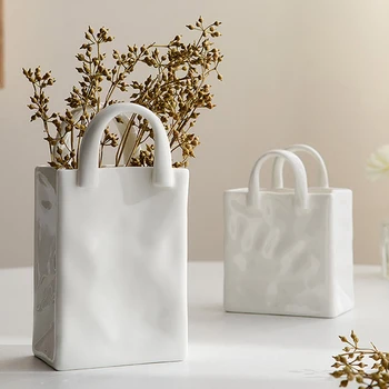 Iskandinav Taşınabilir Vazo Beyaz Seramik Çiçek Vazo Modern ev Dekor Aksesuarları Oturma Odası Dekorasyon Bahçe Yatak Odası Süsler