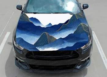 Japon el boyalı manzara araba hood sticker vinil yapışkan grafik ambalaj çıkartması grafik hood çıkartması araba özel dıy dağ