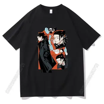 Japonya Anime Jujutsu Kaisen T-Shirt Komik Geto Suguru Baskı Erkek Kadın Kore %100 % Pamuk Crewneck T Gömlek Casual Tshirt