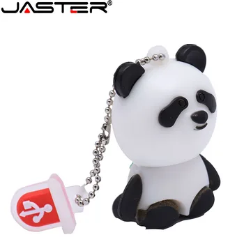 JASTER USB 2.0 Flash Sürücü 64GB Sevimli Panda Ücretsiz Zincir hediye Kalem Sürücüler 32GB 16GB U Disk 8GB 4GB Memory Stick Harici Depolama