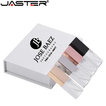 JASTER Yeni Özel LOGO Kristal Usb 2.0 Bellek Flash Sürücü Hediye Kutusu ile 2GB 4GB 8GB 16GB 32GB 64GB (10 adet Ücretsiz Logo)