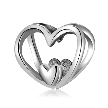 JIUHAO 100 % Gerçek 925 Ayar Gümüş Kafatası Çapraz Kalp Metal Boncuk Kolye Kadınlar için Orijinal Charm Bilezikler DIY Güzel Takı