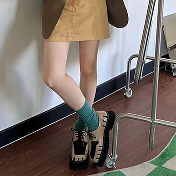 Kadın Çorap 2022 Yeni Vintage Harajuku Orta Erkek Çorap Basit Uzun Tüp spor çorapları Peluş Kalınlaşmış Termal Kadın Çorap