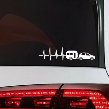 Karavan Vinil Çıkartmaları Araba Pencere laptop etiketi Kalp Atışı Kamp Karavan Sticker Kalp Camper İçinde