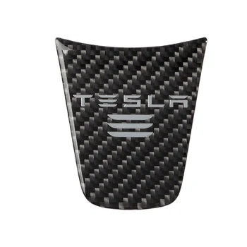 Karbon Fiber direksiyon kılıfı Tesla Modeli 3 Y 2021 Aksesuarları İç Koruyucu Yama Üç Araba Çıkartmaları Model3