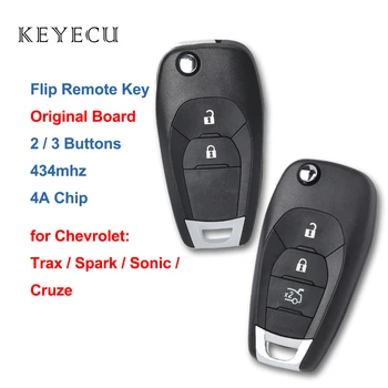 Keyecu OEM Kurulu Çevirme Uzaktan Araba Anahtarı Fob 2 3 Düğmeler 434MHZ 4A Çip için Chevrolet Trax Spark Sonic 2021 Cruze