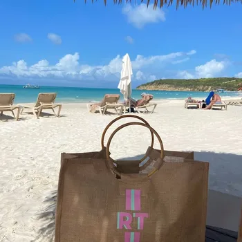 Kişiselleştirilmiş Çizgili Monogram Bambu Jüt Carryall Plaj Çantası Hediye Onun Pazarı için Jüt Tote çanta, Alışveriş Çuval Bezi Çiftlik Evi Çantası