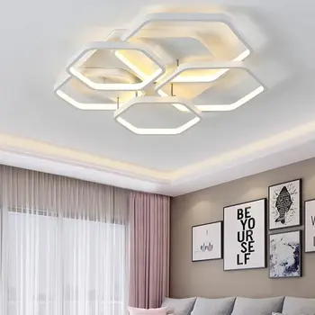 Klasik Poligon Led Tavan yatak odası lambaları Oturma Odası Çalışma Aydınlatma Renk Gri Veya Beyaz Lamba Karartma Uzaktan Parlaklık