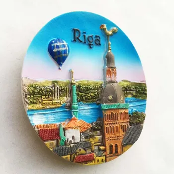Kuzey Avrupa Riga Letonya Merkezi Buzdolabı hatıra mıknatıs Baltık Denizi 3d Reçine buzdolabı mıknatısı Zanaat Ev Dekor Hediye Fikirleri