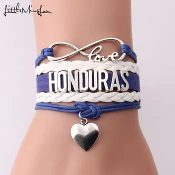 Küçük MingLou Infinity aşk Honduras Bilezik kalp charm deri wrap erkekler bilezik ve kadınlar için bilezik takı Turizm hediye
