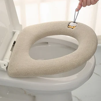 Kış Sıcak Tuvalet klozet kapağı Closestool Mat Taşınabilir Kullanımlık Kolu ile Kalın Yumuşak Yıkanabilir Closestool İsıtıcı Aksesuarları
