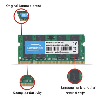 Latumab Memoria RAM DDR2 4GB 8GB 800MHz 667MHz Dizüstü SODIMM Bellek PC2-6400 PC2-5300 RAM 200 Pins 1.8 V Dizüstü Bellek Modülü