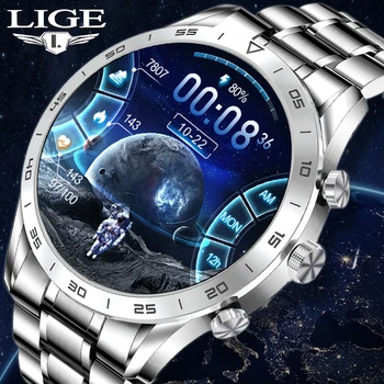 LIGE 2022 Lüks akıllı saat Erkekler Arama Yapmak Tam Renkli Ekran Su Geçirmez Smartwatch Spor Spor İzci İzle Android Ios İçin