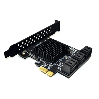 Marvell 88SE9215 çip 6 port SATA 3.0 PCIe genişleme kartı PCI express SATA adaptörü SATA 3 dönüştürücü için ısı emici ile HDD