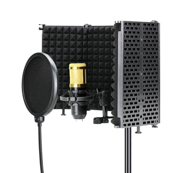 Mikrofon İzolasyon Kalkanı Rüzgar Ekran Katlanabilir Ayarlanabilir Ses Emici Vokal Kayıt Paneli Ses geçirmez Plaka Kayıt