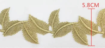 Moda Altın Dantel Aplike Yaprak Dantel Kumaş Dekorasyon Konfeksiyon Aksesuarları Dikmek İçin Kumaş Kostüm Zanaat