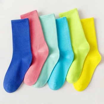 Moda Kadın Çorap Pamuk Yeni Trend Büyük Boy Bahar Yaz İnce Japon Çorap Kadın Şeker Renk Çift Ekip Çorap Unisex
