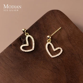 Modian Romantik Aşk Kalpler Saplama Küpe 925 Ayar Gümüş Takı Kadınlar İçin 14K Altın Renk Moda Küpe Aksesuarları