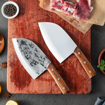 Mokithand 7 İnç şef bıçağı El Yapımı Dövme Keskin Mutfak Bıçakları 5Cr15Mov Çelik Cleaver Fileto Dilimleme Kemiksi Saplı kasap bıçağı