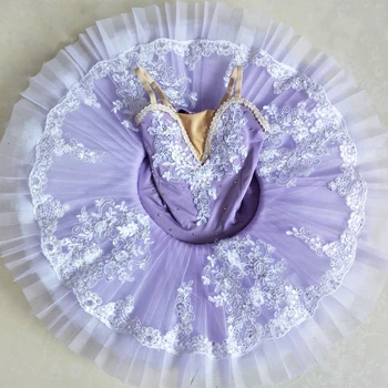 Mor Profesyonel Bale Tutuş Gözleme Çocuk Çocuklar Kuğu Gölü Tutu Parti Bale Dans Kostümleri Kızlar İçin Balerin Elbise