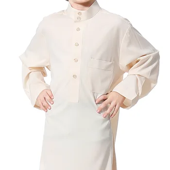 Müslüman Erkek Jubba Thobe Orta Doğu Arapça Çocuklar Abaya uzun elbise İslam Gençler Kaftan Elbise Djellaba Enfant Size110-160
