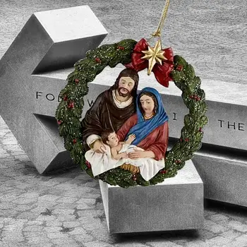 Noel Ağacı Asılı Kolye Doğuş Sahnesi Doğum İsa Kolye Süsler Doğuş Kapı Ve Pencere Kolye