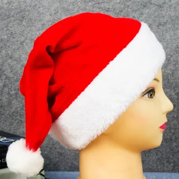 Noel Ebeveyn-Çocuk Şapka Sevimli Ponpon Çocuklar Kız Erkek Noel Şapka Kap Düz Renk Sıcak Kadife Peluş Anne Bebek Kaput Parti Şapka