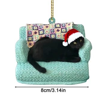 Noel Siyah Kedi Kolye 2022 Noel Partisi Dekorasyon Yeni 2023 Ağacı Yıl Hediyeleri Süsler Ev Noel Süslemeleri Asılı