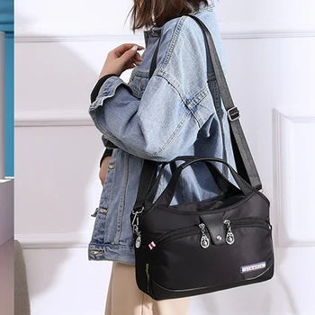 Omuz çantaları Naylon Yaz Moda Rahat Saf Renk basit omuz çantası Büyük Kapasiteli Kanvas Çanta bayan Eğimli Çanta
