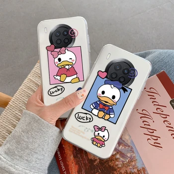Onur 50 Lite için telefon kılıfı Sevimli Mickey Minnie Mouse Papatya Donald Ördek Dikiş Huawei Nova için 8i Nova8i Şeffaf Şeffaf Kapak