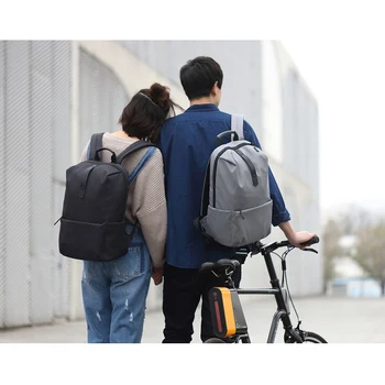 Orijinal Xiaomi omuzdan askili çanta SchoolBag Sırt Çantası Polyester Malzeme Fermuar Eğlence Tarzı Erkek Kadın Rahat