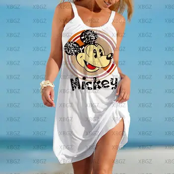 Parti Elbiseler 3D Baskı Bodycon Elbise Minnie Mouse Seksi Kolsuz Yaz Kadın 2022 Mickey Plaj Sling Zarif Kadın Karikatür Y2k