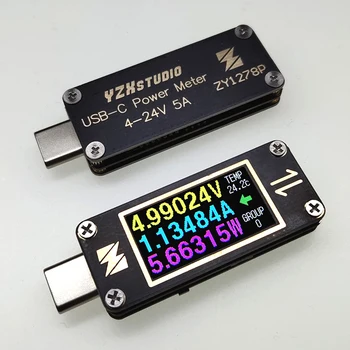 PD Gerilim akım test cihazı ZY1278P Mini USB-C Dalgalanma Çift Tip-C Metre